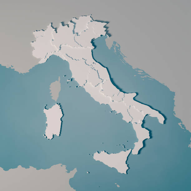 3D Render of a Country Map of Italy with the Administrative Divisions, Regions.\nMade with Natural Earth. \nhttps://www.naturalearthdata.com/downloads/10m-cultural-vectors/\nAll source data is in the public domain.