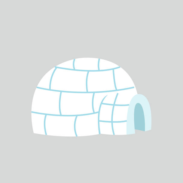 ilustraciones, imágenes clip art, dibujos animados e iconos de stock de casa de hielo igloo en diseño plano - iglú