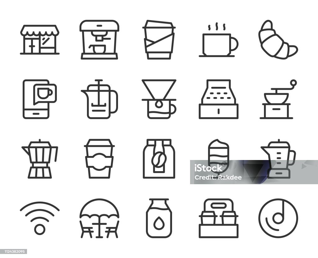 Coffee Shop - Line Icons Coffee Shop Line Icons Vector EPS File. Icon Symbol stock vector