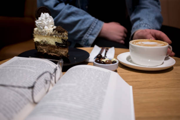 coffee, cake and book