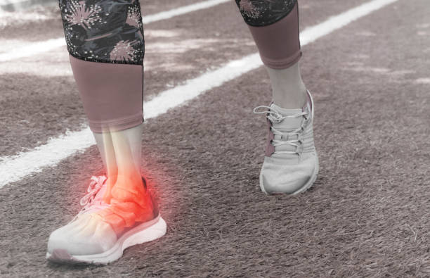 Ankle injury and Joint pain-Sports injuries stock photo