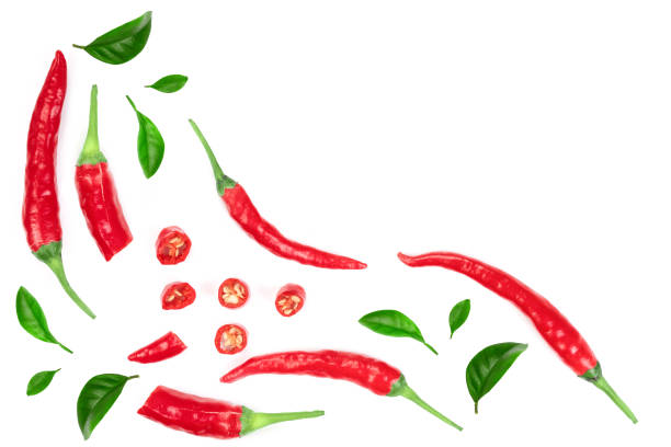 istock red hot chili peppers isolated on white background with copy space for your text. Top view. Flat lay pattern 1124385890