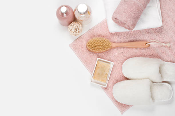 istock Beauty and spa products on white background with copy space 1124387016