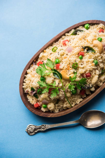 istock Rava Upma / Uppuma - south indian breakfast served in a bowl. selective focus 1124393752