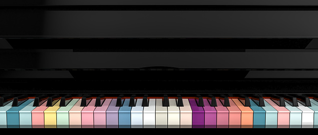 3d rendering of colorful piano key board