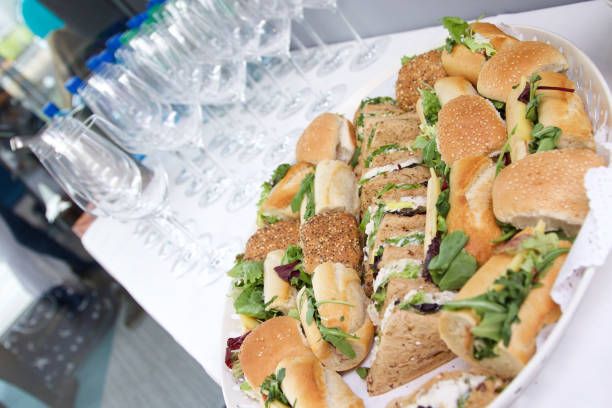 bandeja de sándwiches variados - cheese still life tray french cuisine fotografías e imágenes de stock