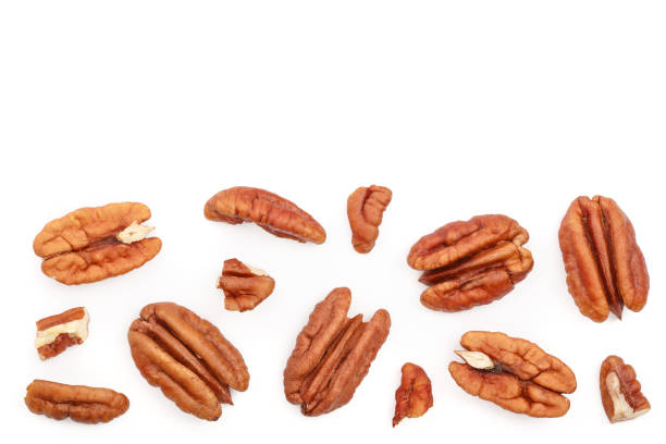 istock pecan nut isolated on white background with copy space for your text. Top view. Flat lay 1124395631