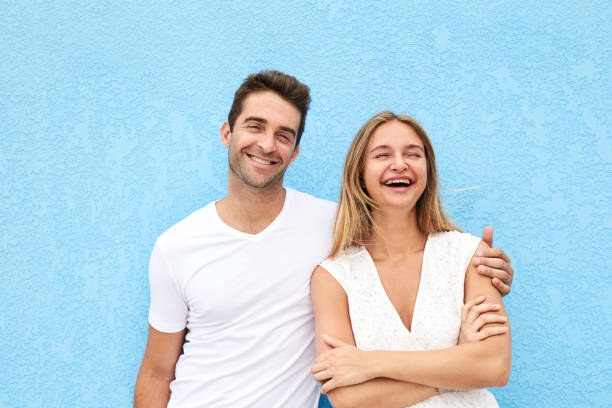 istock Couple smiling and laughing 1124398472