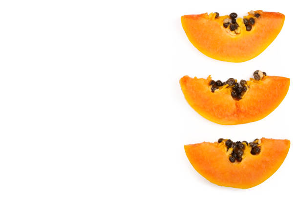 istock ripe slice papaya isolated on a white background with copy space for your text. Top view. Flat lay 1124399169