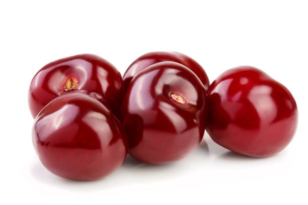 istock Sweet red cherries isolated on white background macro 1124399181