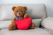 Teddy bear with red heart. Valentine's Day