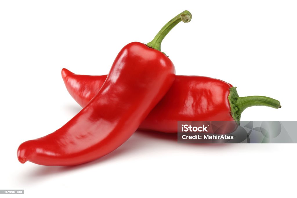 Red peppers on white background Red peppers isolated on white background Chili Pepper Stock Photo