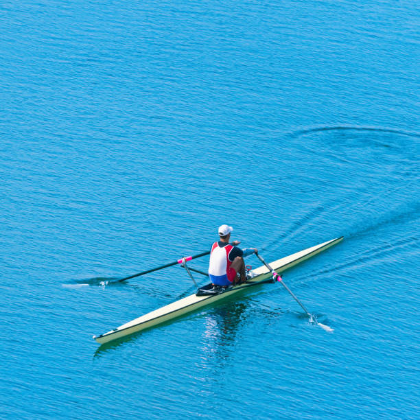 istock High Angle View Of Athlete Rowing On Sea 1124402493