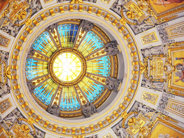 Berlin, Germany - June 2018:  Inside The Historical Berliner Dom. Ceiling decoration