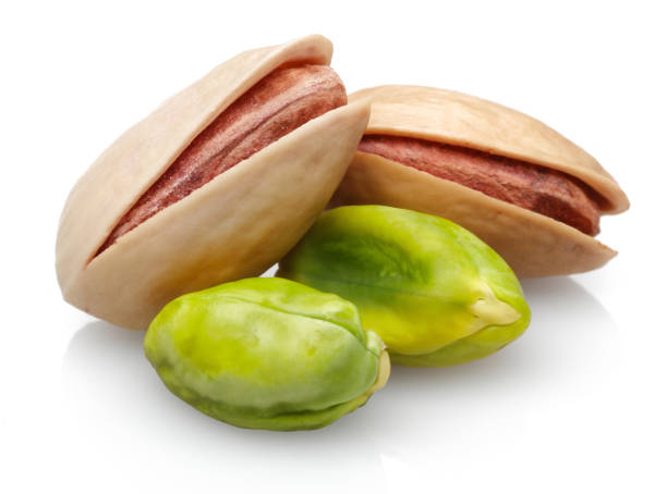 Peeled and whole pistachio nuts