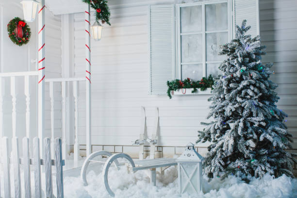 istock A wooden sleigh at a Xmas tree 1124405448