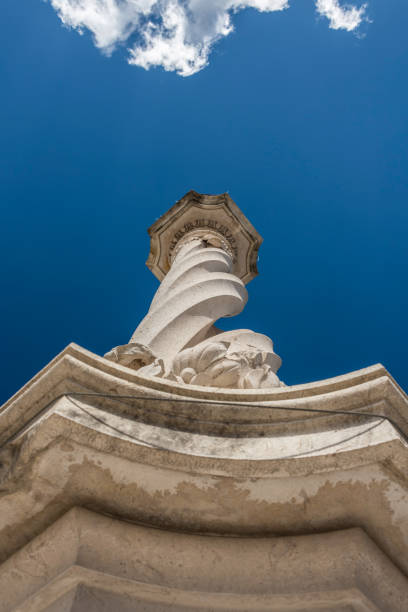 the pelourinho, a column representing justice at the town hall square in lisbon - lisbon square landscape imagens e fotografias de stock