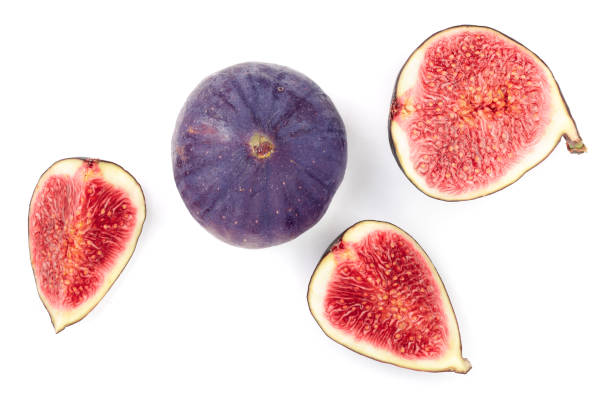 istock fig fruits isolated on white background. Top view. Flat lay pattern 1124407888