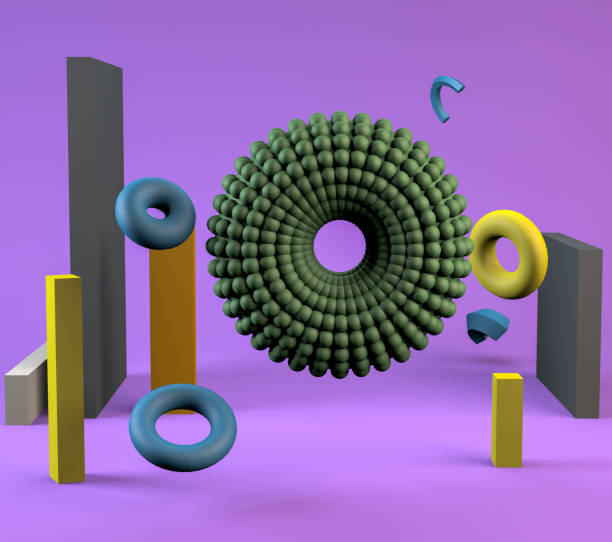 istock 3d Minimalist geometrical abstract background, pastel colors, 3D render. 1124412937