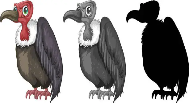 Vector illustration of Set of vulture character design