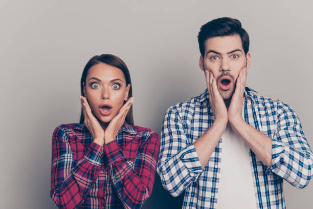 istock Portrait of two nice cool glad attractive people married spouses 1124414979