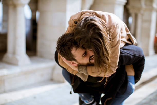istock Loving couple walking and having fun in Budapest, Hungary 1124416575