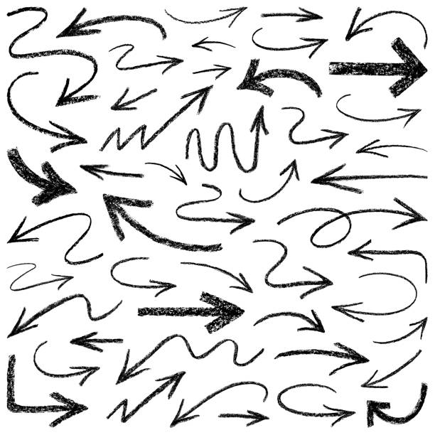 stockillustraties, clipart, cartoons en iconen met pijlen - krijttekening
