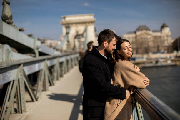 istock Loving couple on Chain bridge, Budapest 1124418883