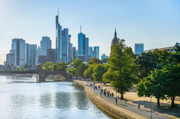 istock Evening sunlight and Frankfurt skyline 1124424795
