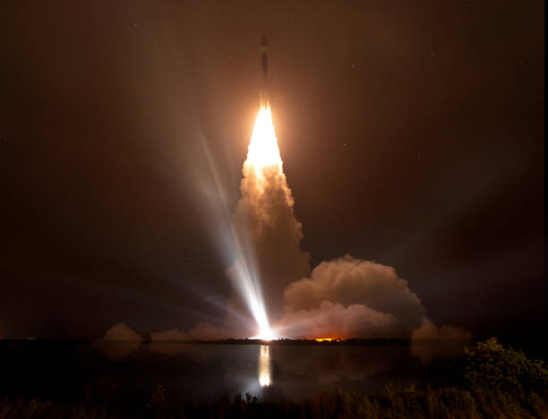 Missile launch at night. The elements of this image furnished by NASA. Missile launch at night. The elements of this image furnished by NASA. missile photos stock pictures, royalty-free photos & images