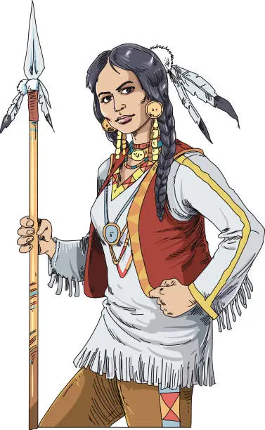 Vector illustration of Native American Girl