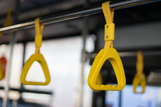 istock Handle on ceiling of bus train, MRT, prevent toppling.underground railway system or metro, ,selective focus,vintage color 1124433375