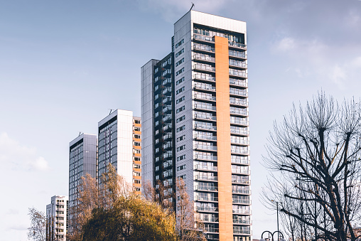 Residential tower blocks around East India in London.