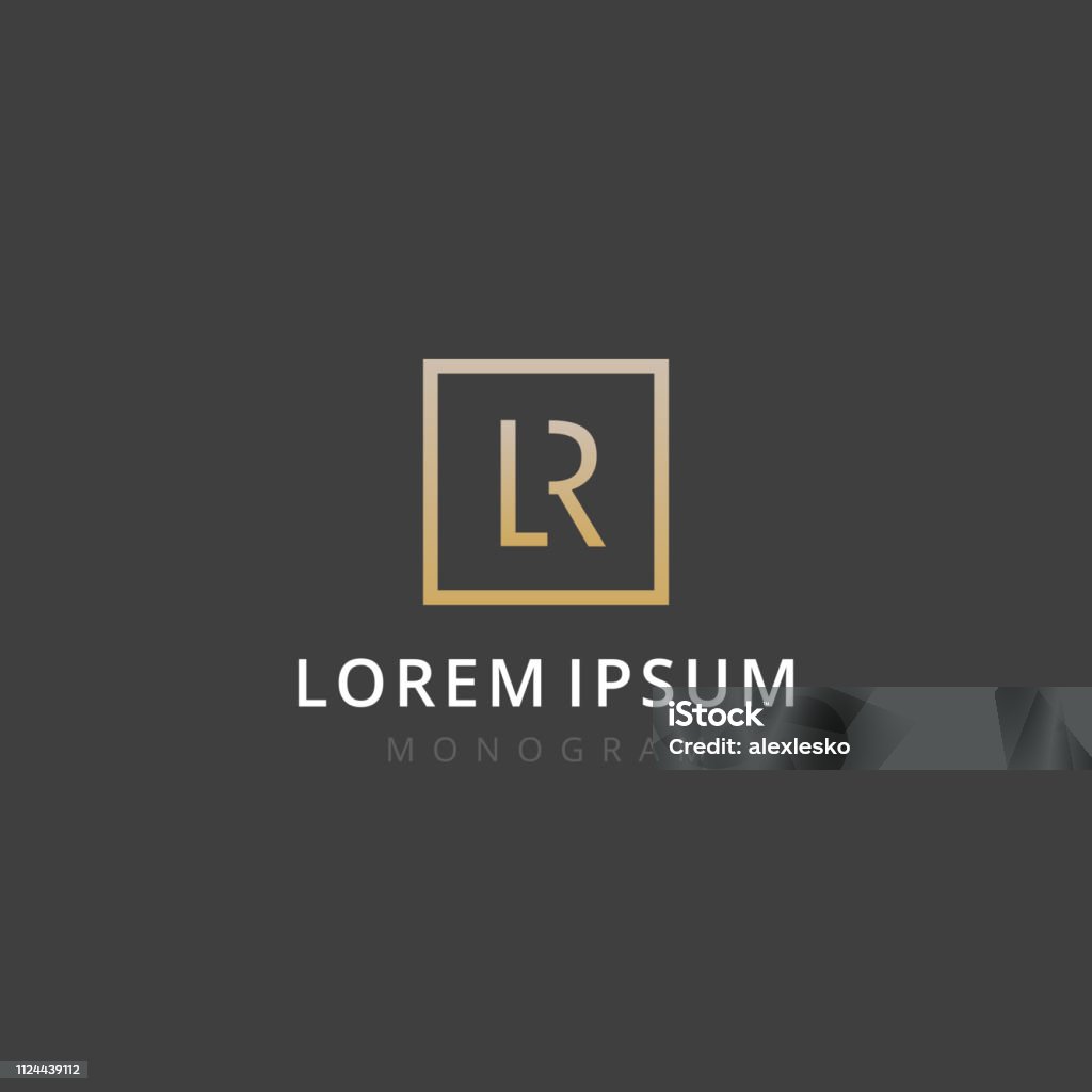 LR. Monogram of Two letters L & R. Luxury, simple, minimal and elegant LR logo design. Vector illustration template. Logo stock vector