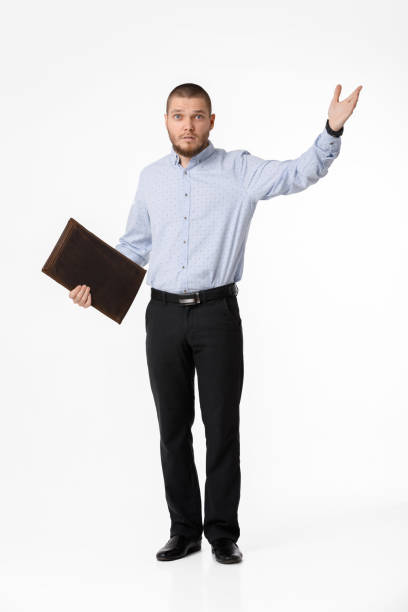 istock businessman with leather case on white background 1124443651