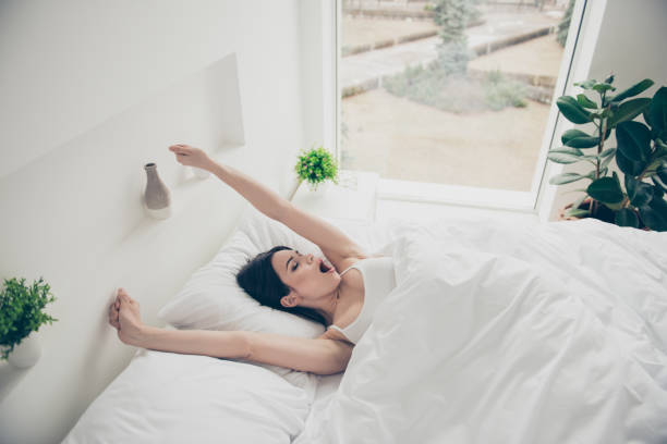 istock Above high angle view of her she nice sleepy attractive charming 1124445097