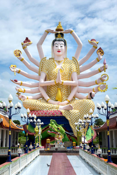 KOH SAMUI, THAILAND - OCTOBER 21, 2016: Wat Plai Laem, Buddhist temple on the resort Samui island daytime view