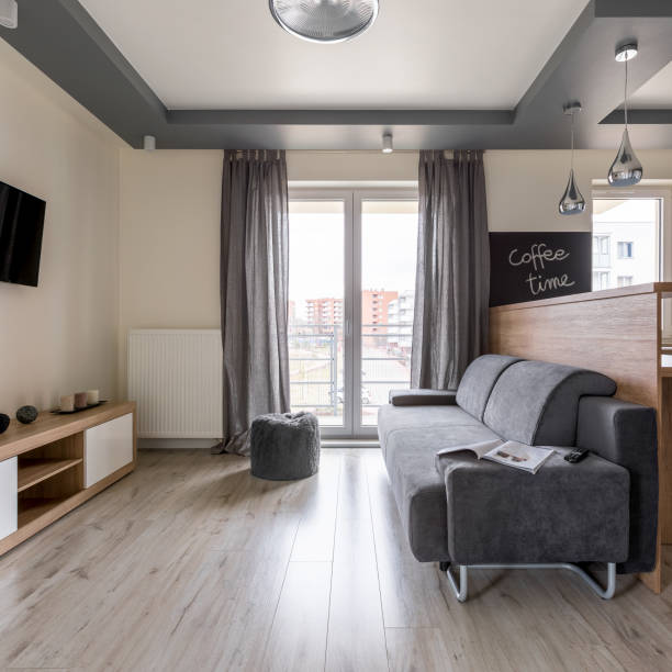 istock Cozy apartment with living room 1124448715