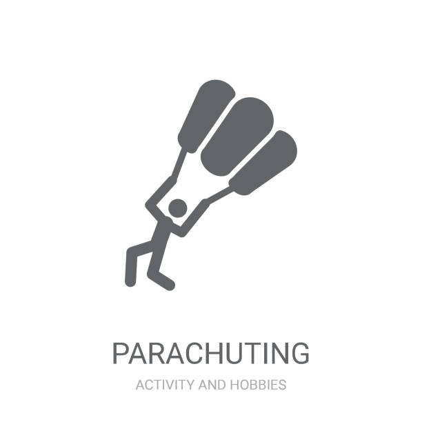 ilustrações de stock, clip art, desenhos animados e ícones de parachuting icon. trendy parachuting logo concept on white background from activity and hobbies collection - skydiving tandem parachute parachuting