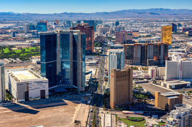 istock Las Vegas skyline aerial view 1124453597