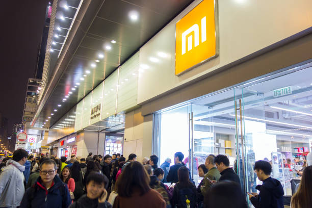 Mong Kok, Hong Kong- 18 January, 2019: Xiaomi Specialty Store on Nathan Road,  and lots of people - Image stock photo