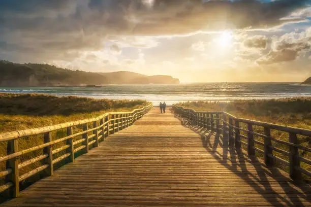 boardwalk to the beach in Gorliz