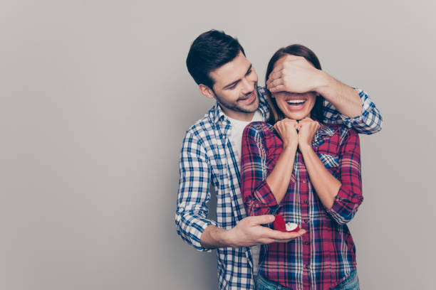 istock Portrait of handsome beautiful crazy ecstatic laughing lady and 1124459682