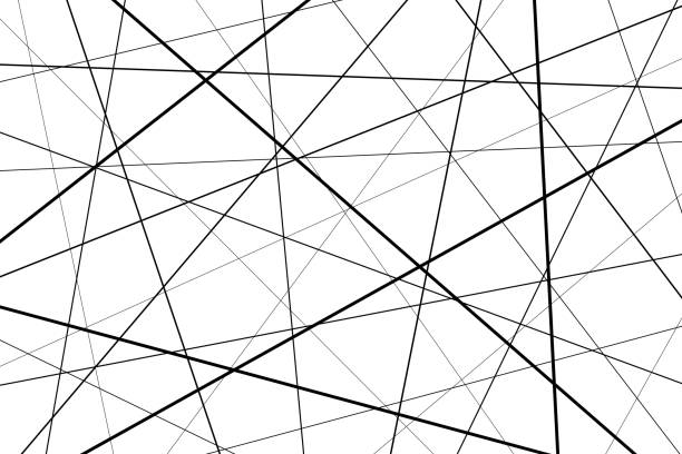 Black and white geometric pattern Random chaotic lines abstract geometric pattern, Black and white geometric pattern straight stock illustrations