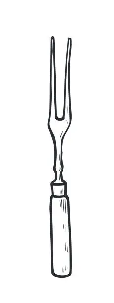 Vector illustration of barbecue fork sketch