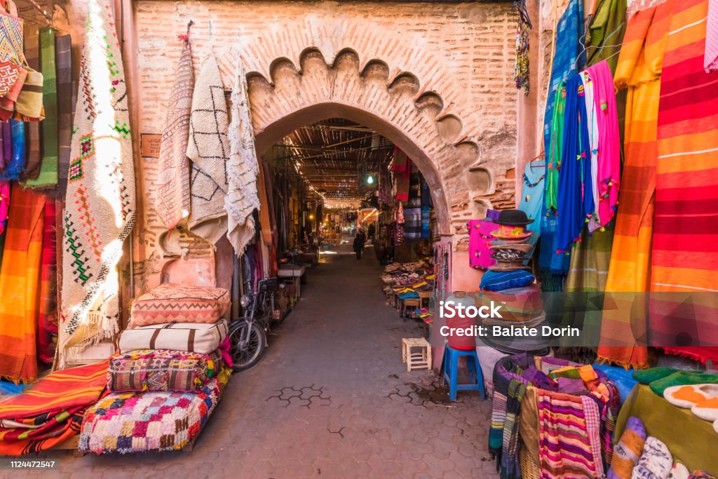 Jamaa el Fna market, Marrakesh Souvenirs on the Jamaa el Fna market in old Medina, Marrakesh, Morocco Marrakesh Stock Photo