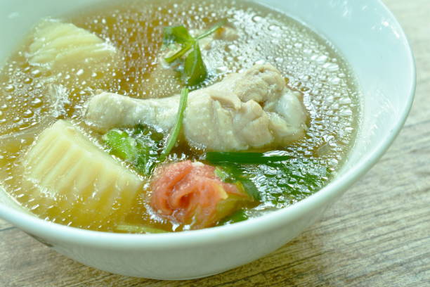 istock boiled chicken leg with potato soup 1124472680