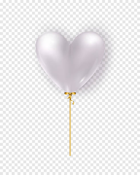 istock Vector glossy white air balloon in heart form. Illustration of realistic air 3d balloon isolated on transparent background. 1124474094