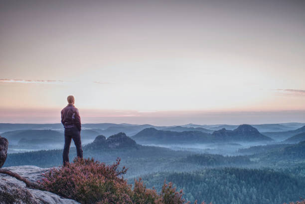istock Hiker traveling on hill peaks. Hiking concept 1124476891