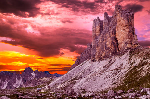 istock Sunset over Tre Cime di Lavaredo National Park. 1124478962